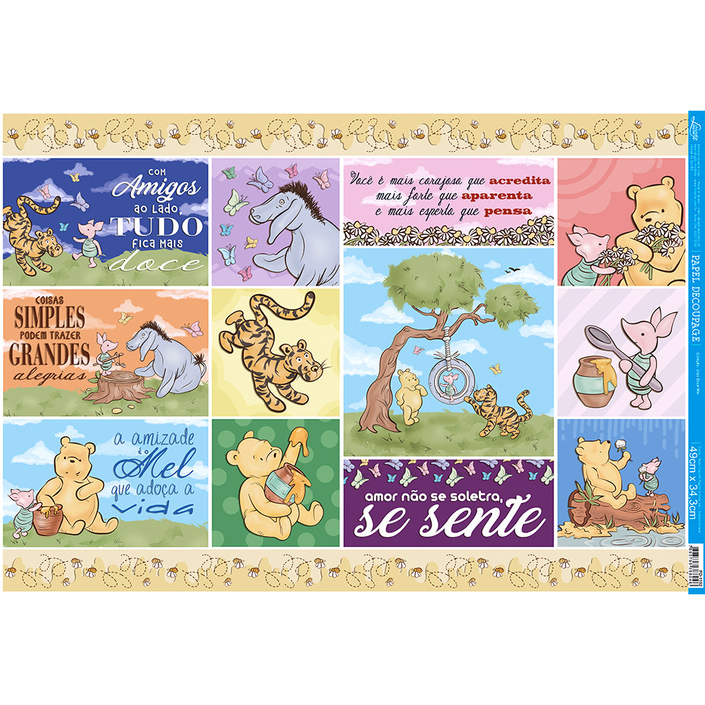 Papel Decoupage Litoarte PD-1102 Urso Doce Mel 49x34cm