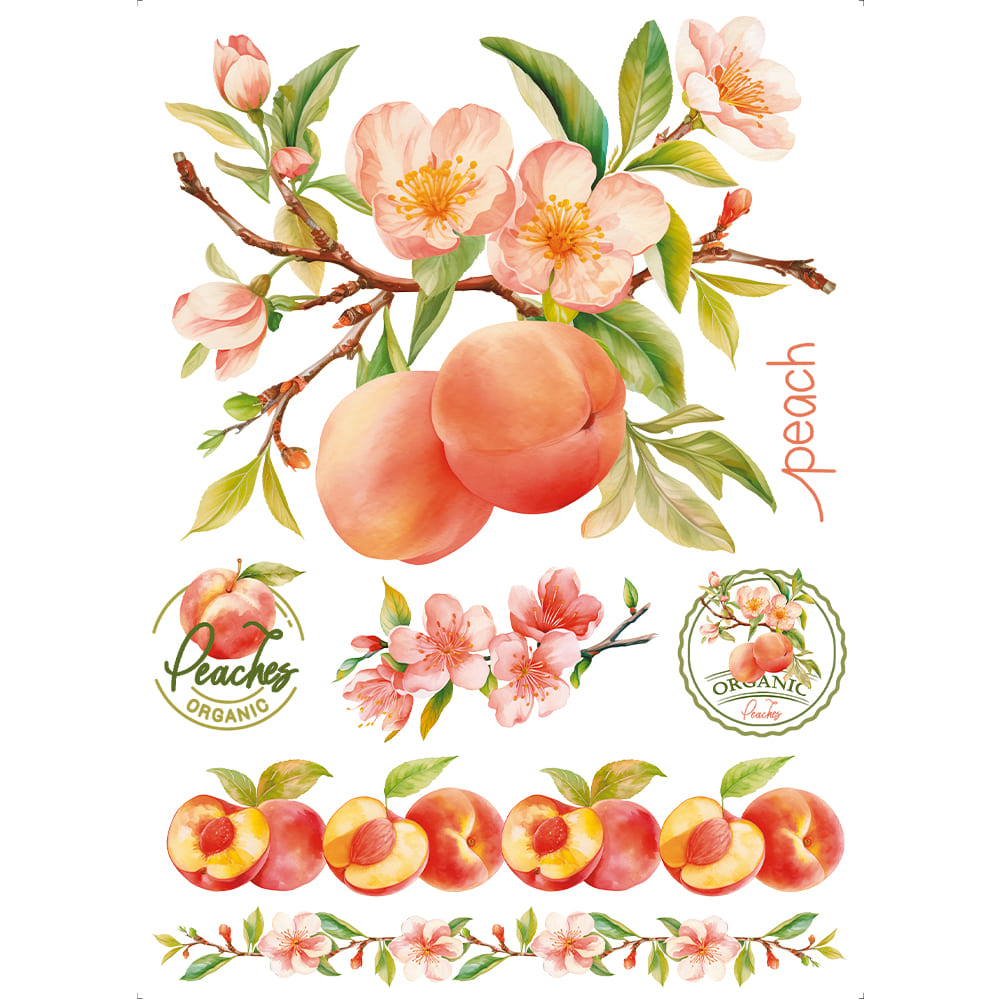 Transfer Têxtil Litoarte 20x27,5cm TTR6-026 Pêssegos