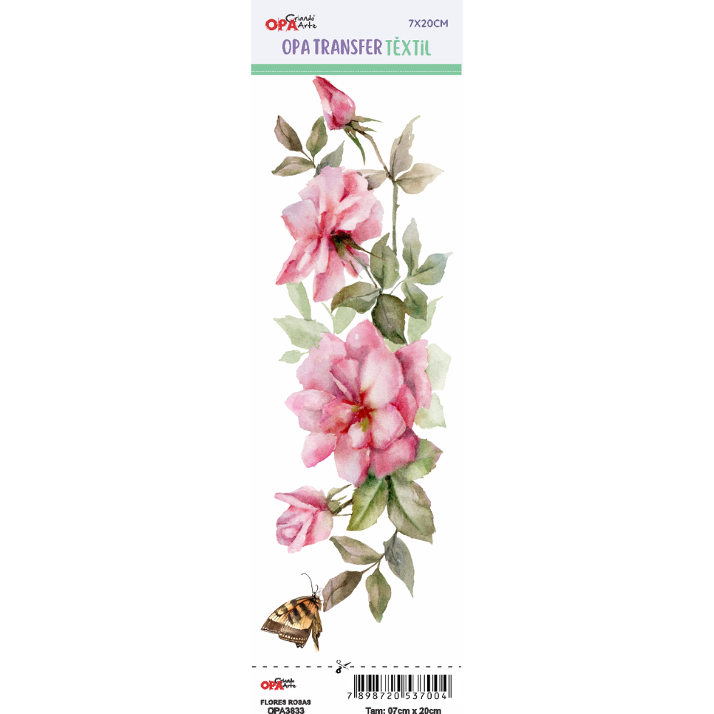 Transfer Têxtil 7x20cm  Opa 3833 Flores Rosas