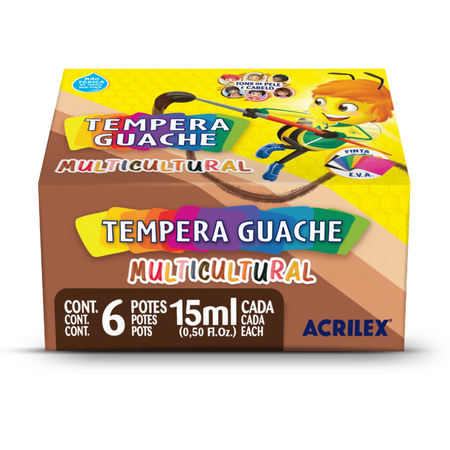 Tempera Guache Acrilex Multicultural 15ml 6 unidades