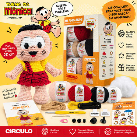 Kit Amigurumi Turma da Mônica Círculo Cor 05 Cascão
