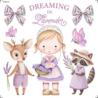 Transfer Têxtil 13,5x13,5cm TTQ4-117 Menina Cervo e Guaxinim