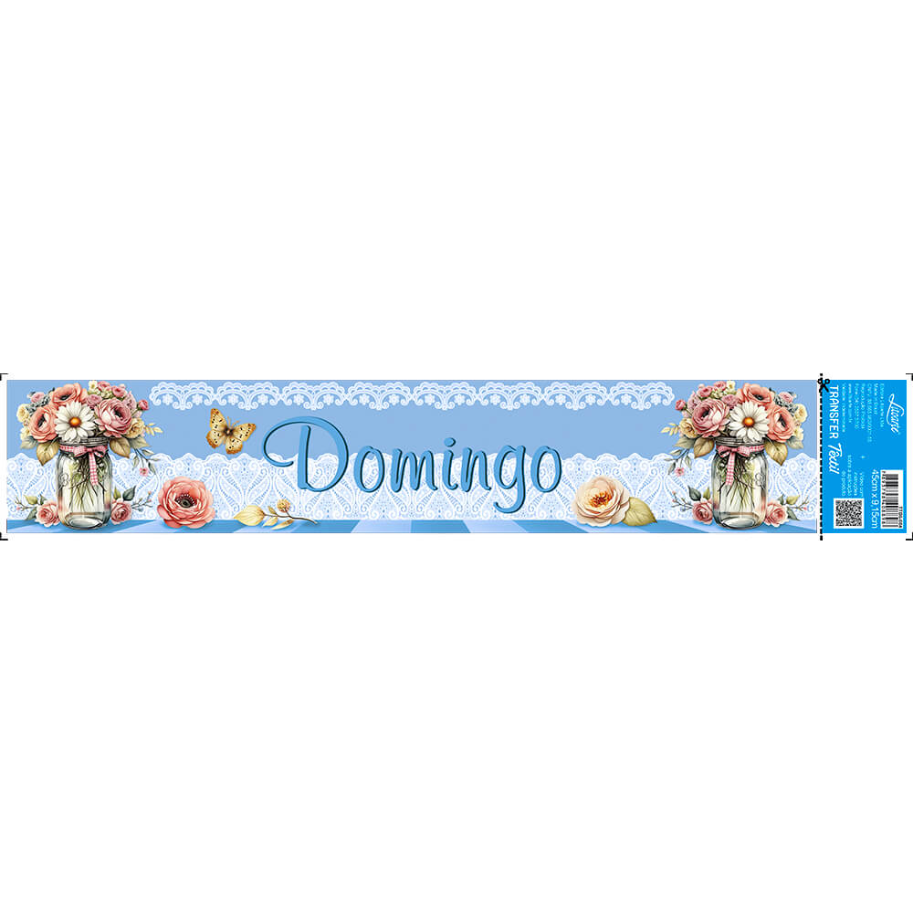 Transfer Têxtil 45x9,5cm TTB6-084 Barra Semaninha Domingo