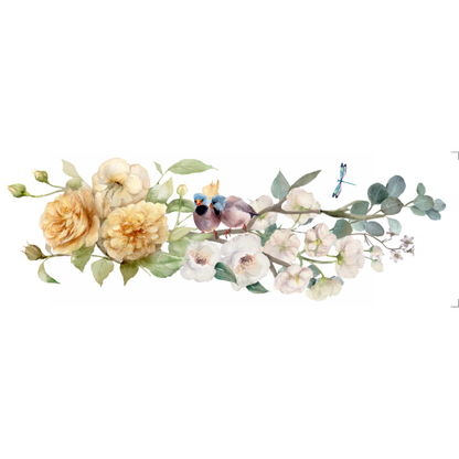 Transfer Têxtil 10x30cm  Opa 3823 Flores e Pássaros