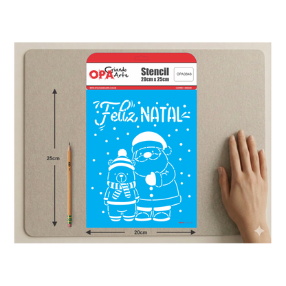 Stencil OPA 20x25 3848 Natal Papai Noel Amigo
