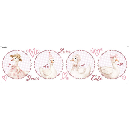 Transfer Têxtil 24x7cm TTB4-074 Barrado Love Goose Rosa