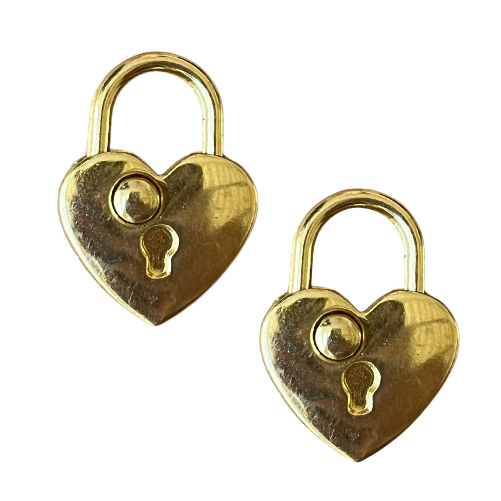 Cadeado Coração em Metal Dourado 2,1x2,9cm Kit com 2 peças
