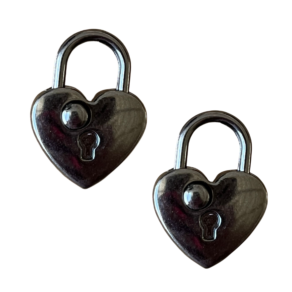 Cadeado Coração em Metal Grafite 2,1x2,9cm Kit com 2 peças