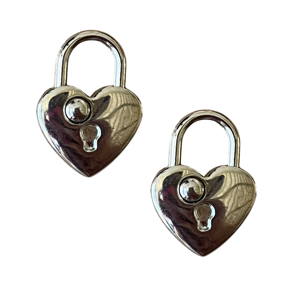Cadeado Coração em Metal Níquel 2,1x2,9cm Kit com 2 peças