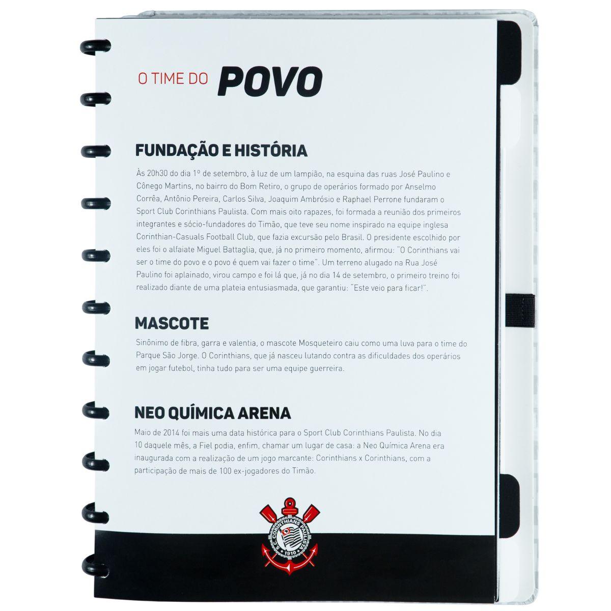 Caderno Inteligente Corinthians Timão Grande Universitário 28x21,5cm - Palácio da Arte