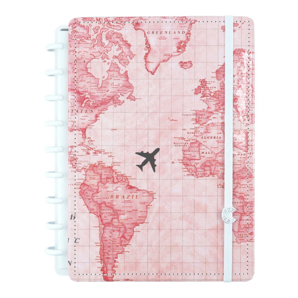 Caderno Inteligente Mapa Mundi Rosa by Gocase Médio 25,5x19cm - Palácio da Arte