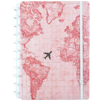 Caderno Inteligente Mapa Mundi Rosa Grande Universitário 28x21,5cm - Palácio da Arte