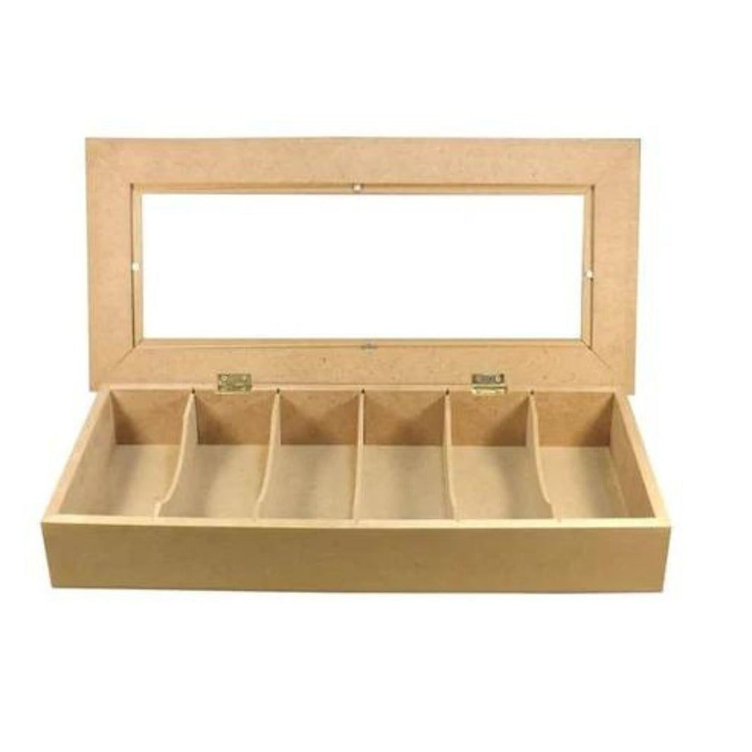 Caixa Óculos e Relógios em MDF com Vidro 6 divisões 41x19,5x6cm - Palácio da Arte