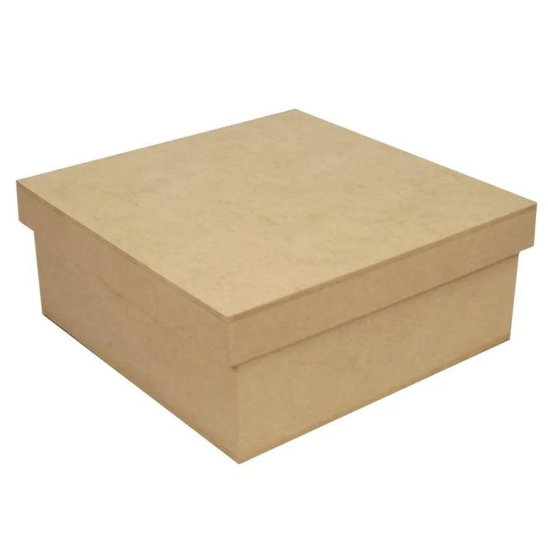 Caixa Tampa de Sapato Quadrada em MDF Baixa Lisa 14x14x5cm - Palácio da Arte