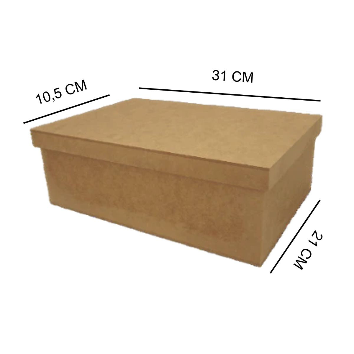 Caixa Tampa de Sapato Retangular em MDF 30x20x10cm Lisa - Palácio da Arte