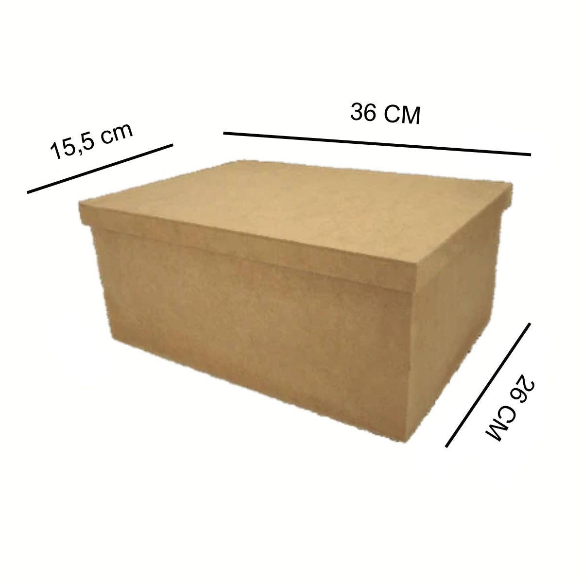 Caixa Tampa de Sapato Retangular em MDF 35x25x15cm Lisa - Palácio da Arte