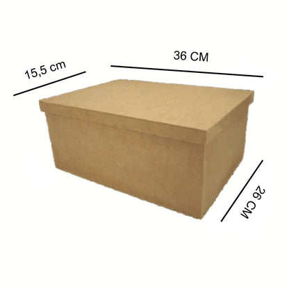 Caixa Tampa de Sapato Retangular em MDF 35x25x15cm Lisa - Palácio da Arte