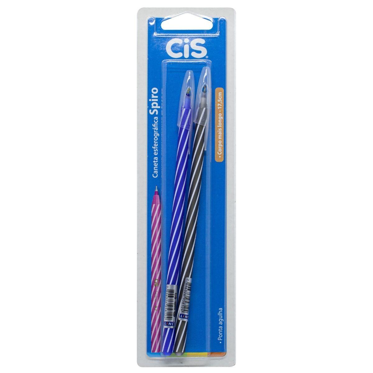 Caneta Cis Spiro Esferográfica Kit com 2 cores Ponta Agulha 0.7mm - Palácio da Arte