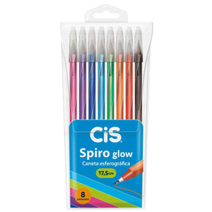 Caneta Cis Spiro Glow Esferográfica com 8 cores Ponta Agulha 0.7mm - Palácio da Arte