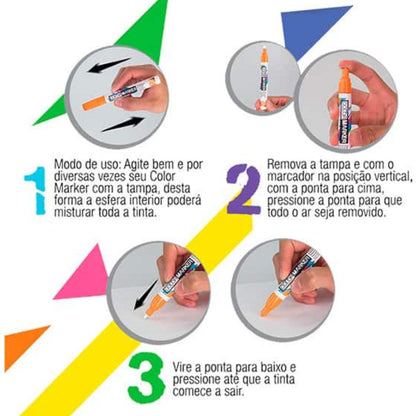 Caneta Marcador Color Marker Acrilex Multiuso à Base de Água - Palácio da Arte