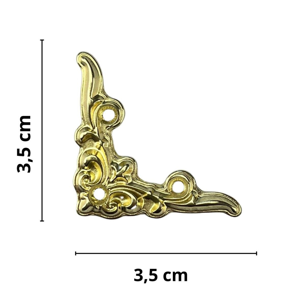 Cantoneira Elegante em Metal Dourado M 3,5x3,5cm Kit com 2 peças - Palácio da Arte