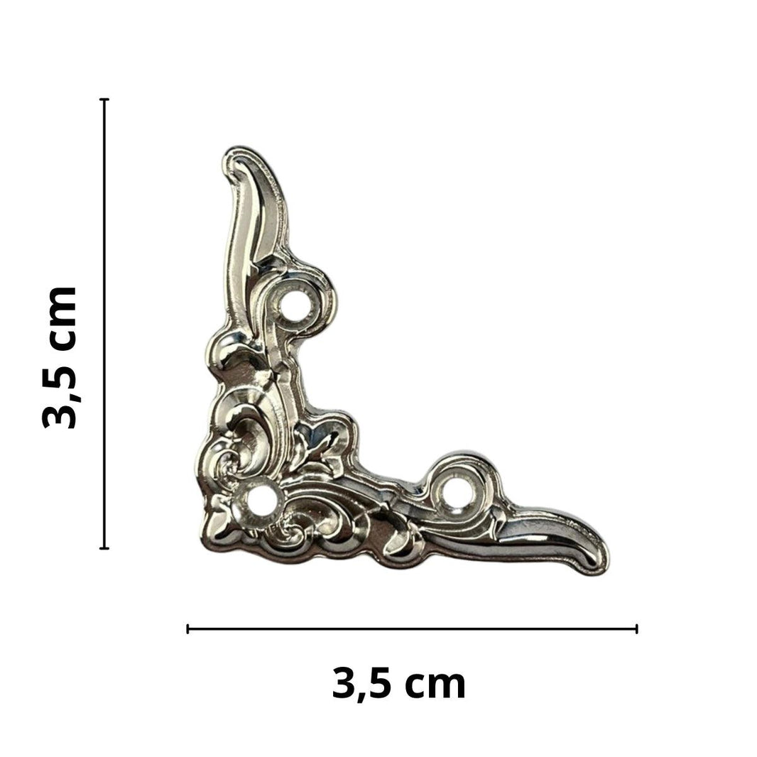 Cantoneira Elegante em Metal Niquel M 3,5x3,5cm Kit com 2 peças - Palácio da Arte