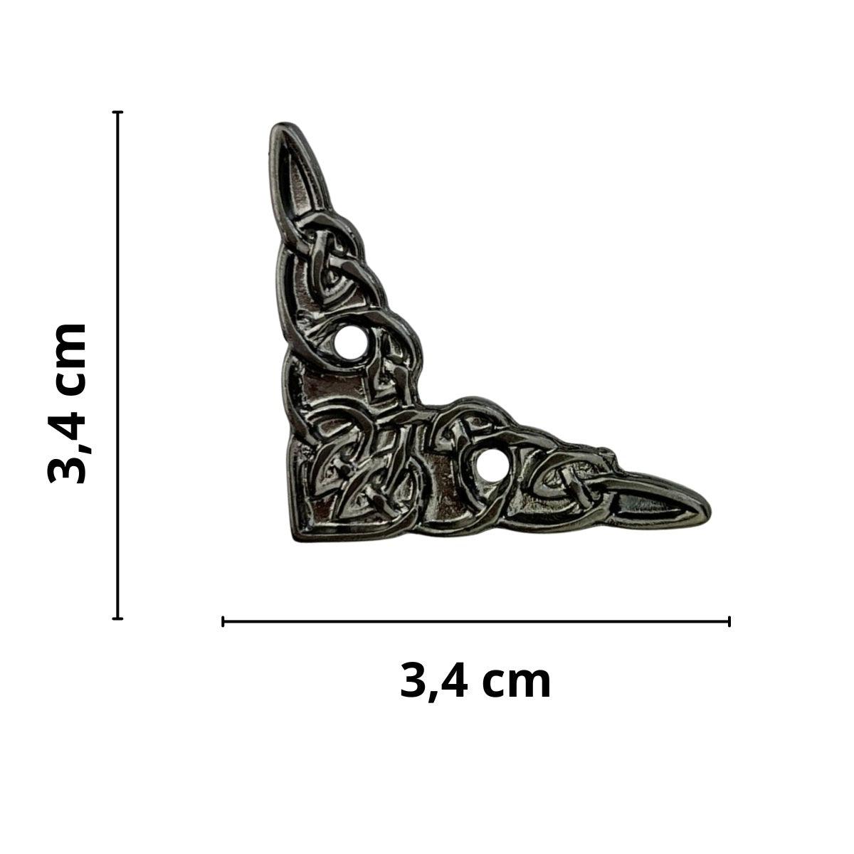 Cantoneira Entrelaçada em Metal Grafite 3,4x3,4cm Kit com 2 peças - Palácio da Arte