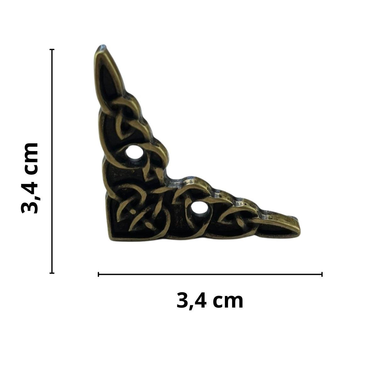 Cantoneira Entrelaçada em Metal Ouro Velho 3,4x3,4cm Kit com 2 peças - Palácio da Arte