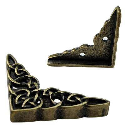 Cantoneira Entrelaçada em Metal Ouro Velho 3,4x3,4cm Kit com 2 peças - Palácio da Arte