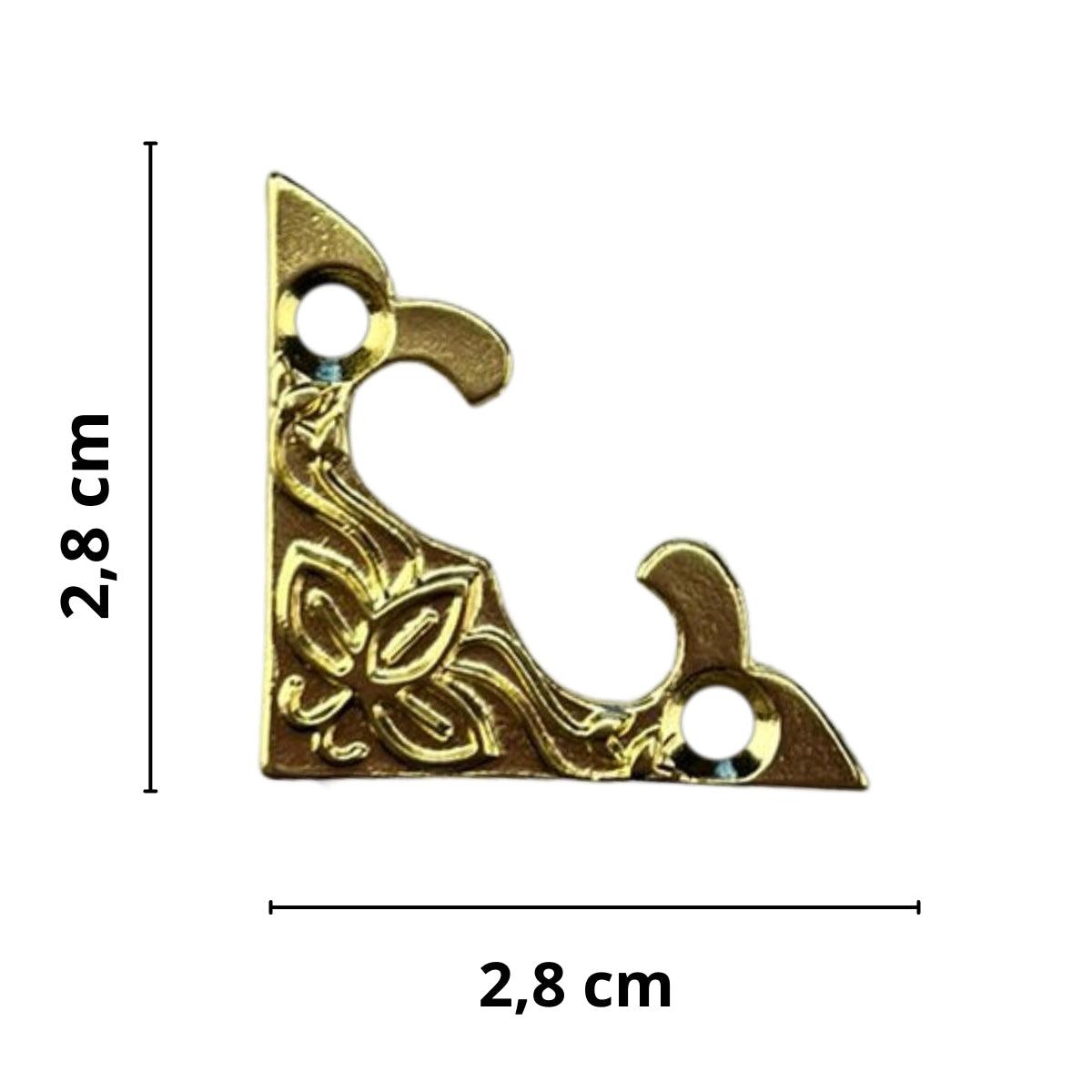 Cantoneira Flor em Metal Dourado M 2,8x2,8cm Kit com 2 peças - Palácio da Arte
