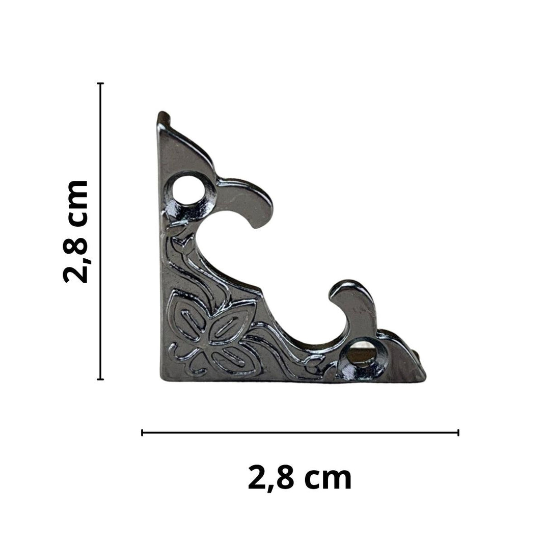 Cantoneira Flor em Metal Grafite M 2,8x2,8cm Kit com 2 peças - Palácio da Arte