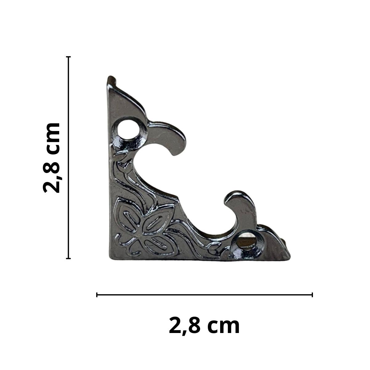 Cantoneira Flor em Metal Grafite M 2,8x2,8cm Kit com 2 peças - Palácio da Arte