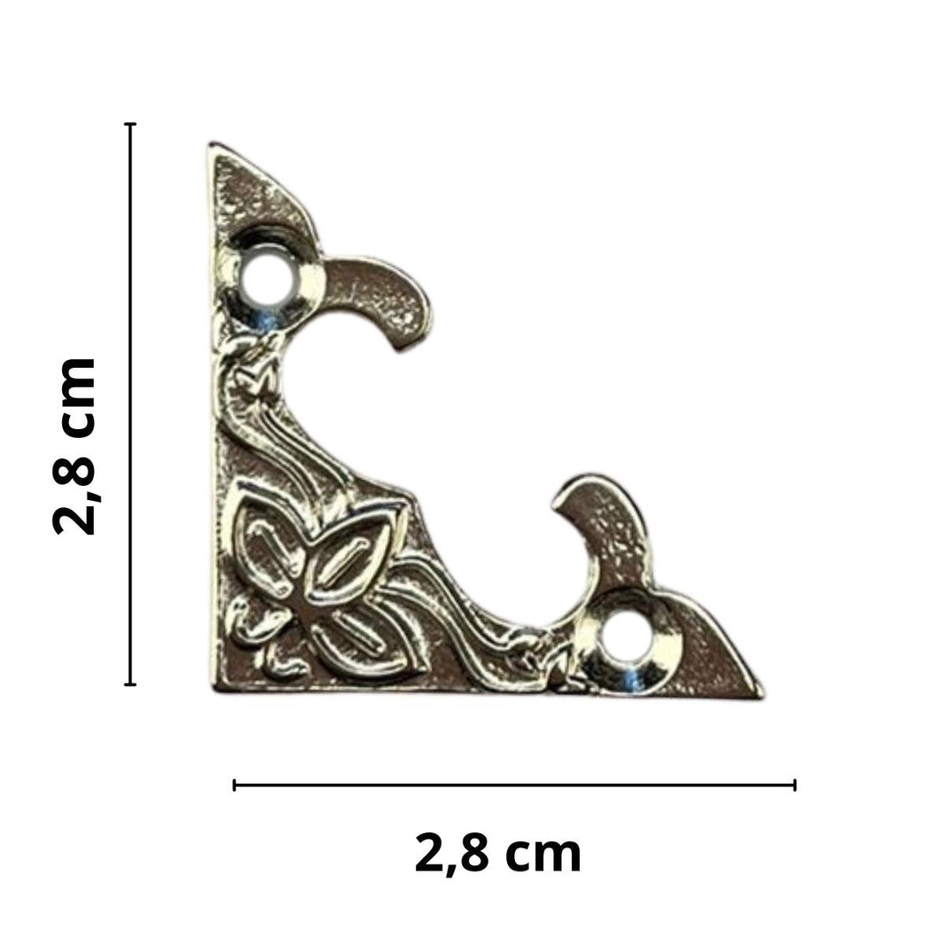 Cantoneira Flor em Metal Niquel M 2,8x2,8cm Kit com 2 peças - Palácio da Arte