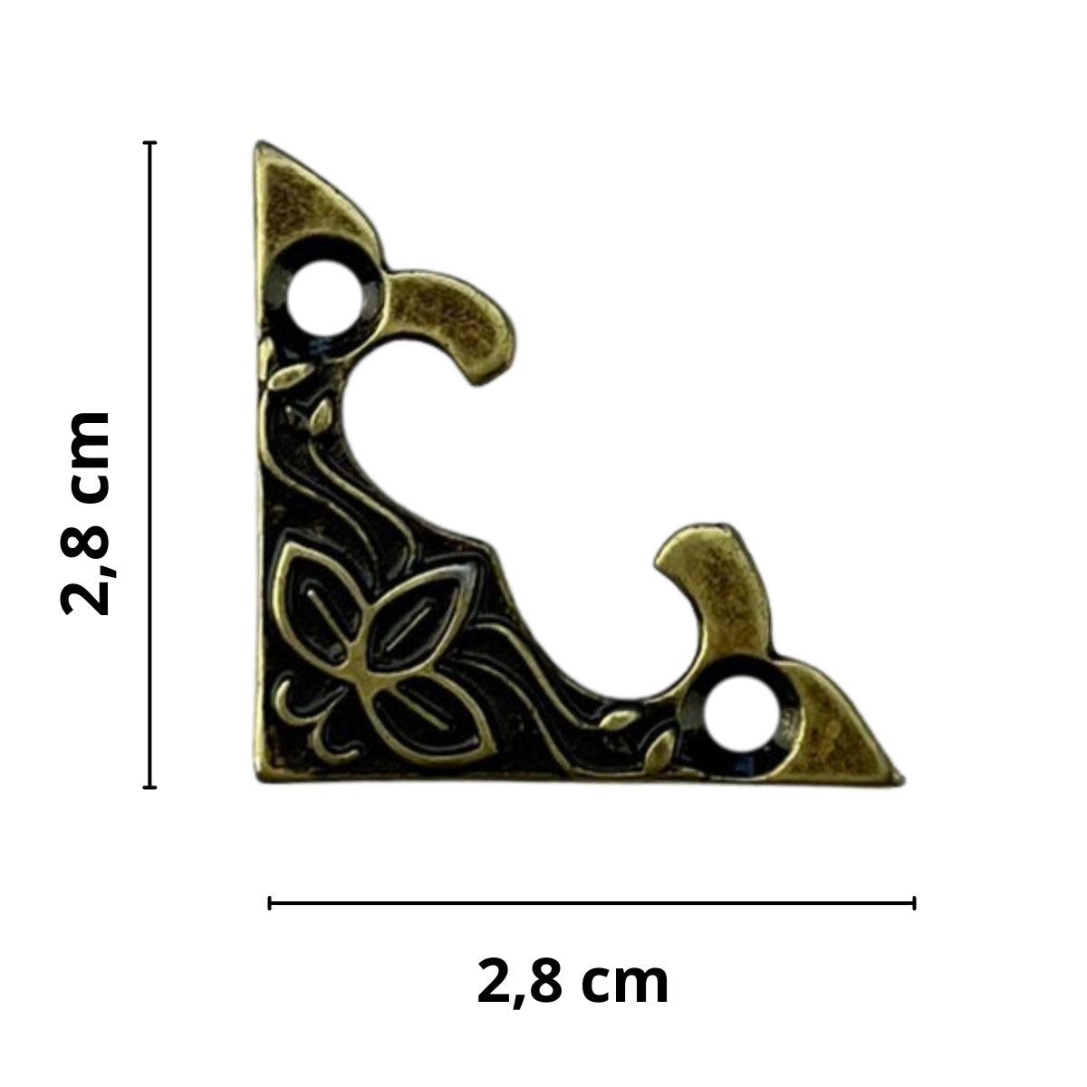 Cantoneira Flor em Metal Ouro Velho M 2,8x2,8cm Kit com 2 peças - Palácio da Arte