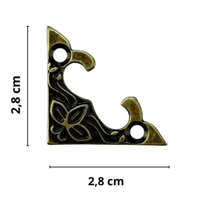 Cantoneira Flor em Metal Ouro Velho M 2,8x2,8cm Kit com 2 peças - Palácio da Arte
