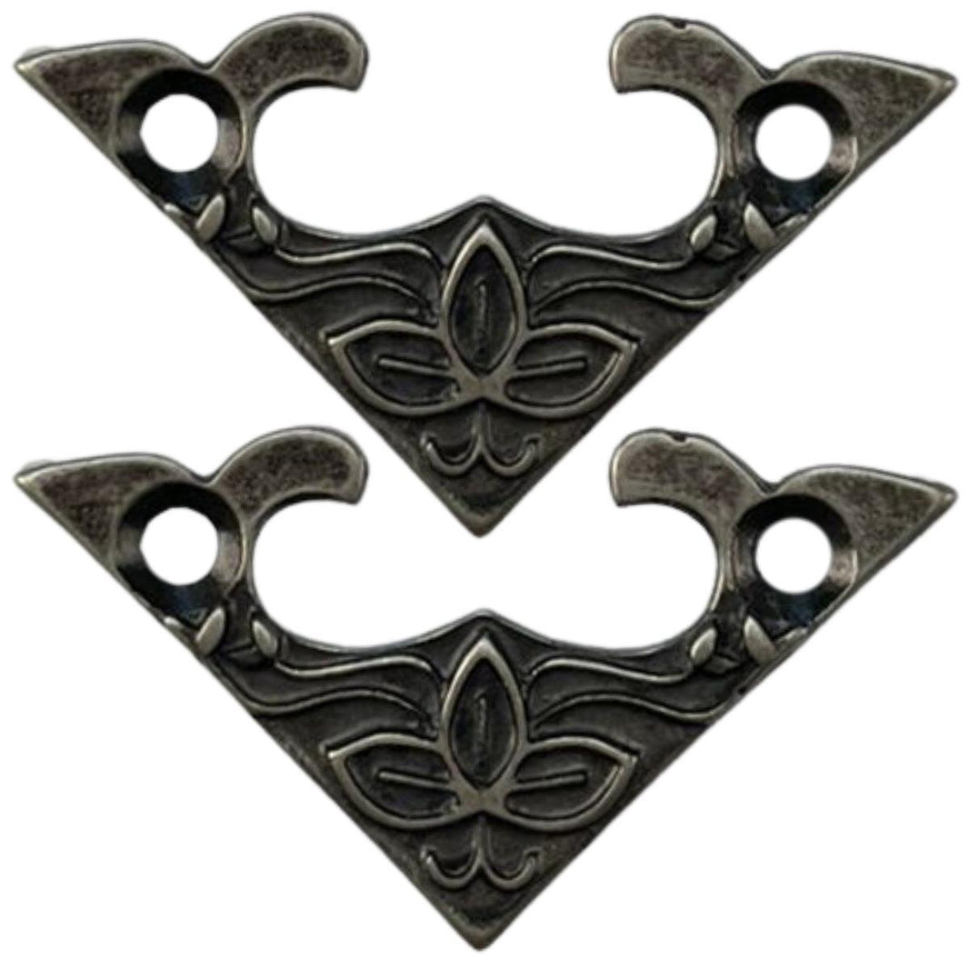Cantoneira Flor em Metal Prata Velho M 2,8x2,8cm Kit com 2 peças - Palácio da Arte