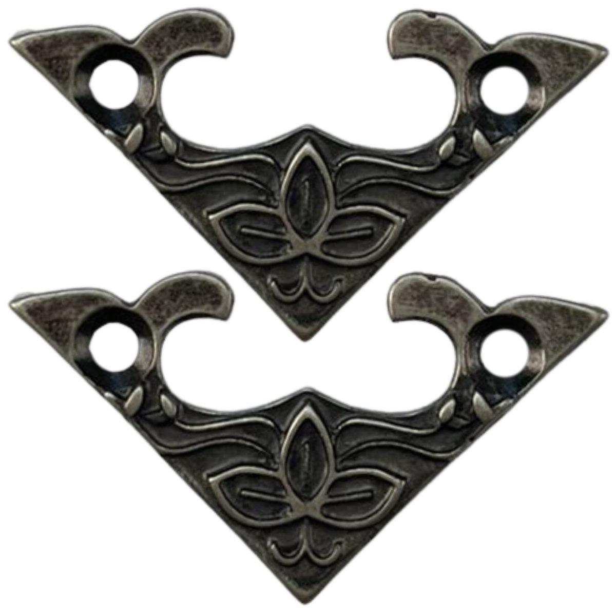 Cantoneira Flor em Metal Prata Velho M 2,8x2,8cm Kit com 2 peças - Palácio da Arte