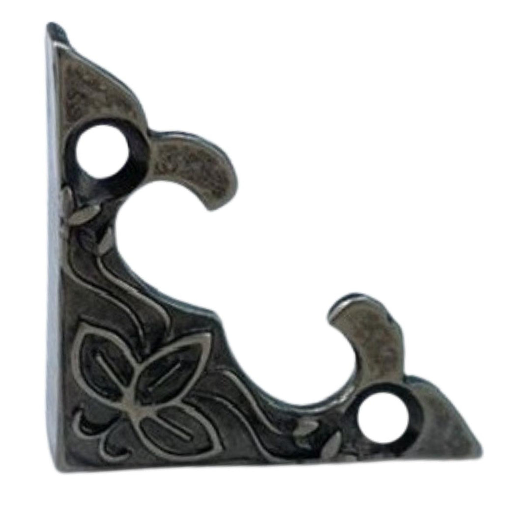 Cantoneira Flor em Metal Prata Velho M 2,8x2,8cm Kit com 2 peças - Palácio da Arte