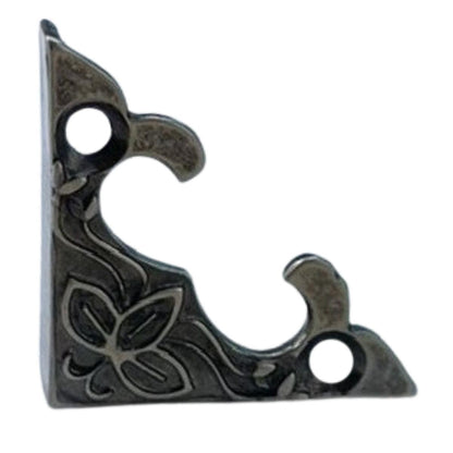 Cantoneira Flor em Metal Prata Velho M 2,8x2,8cm Kit com 2 peças - Palácio da Arte