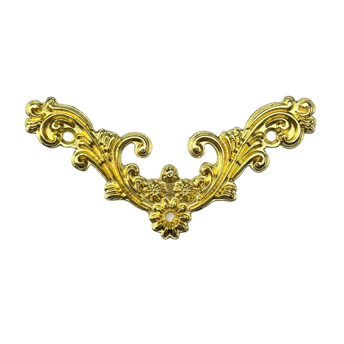 Cantoneira Floral em Metal Dourado 5x5cm Kit com 2 peças - Palácio da Arte