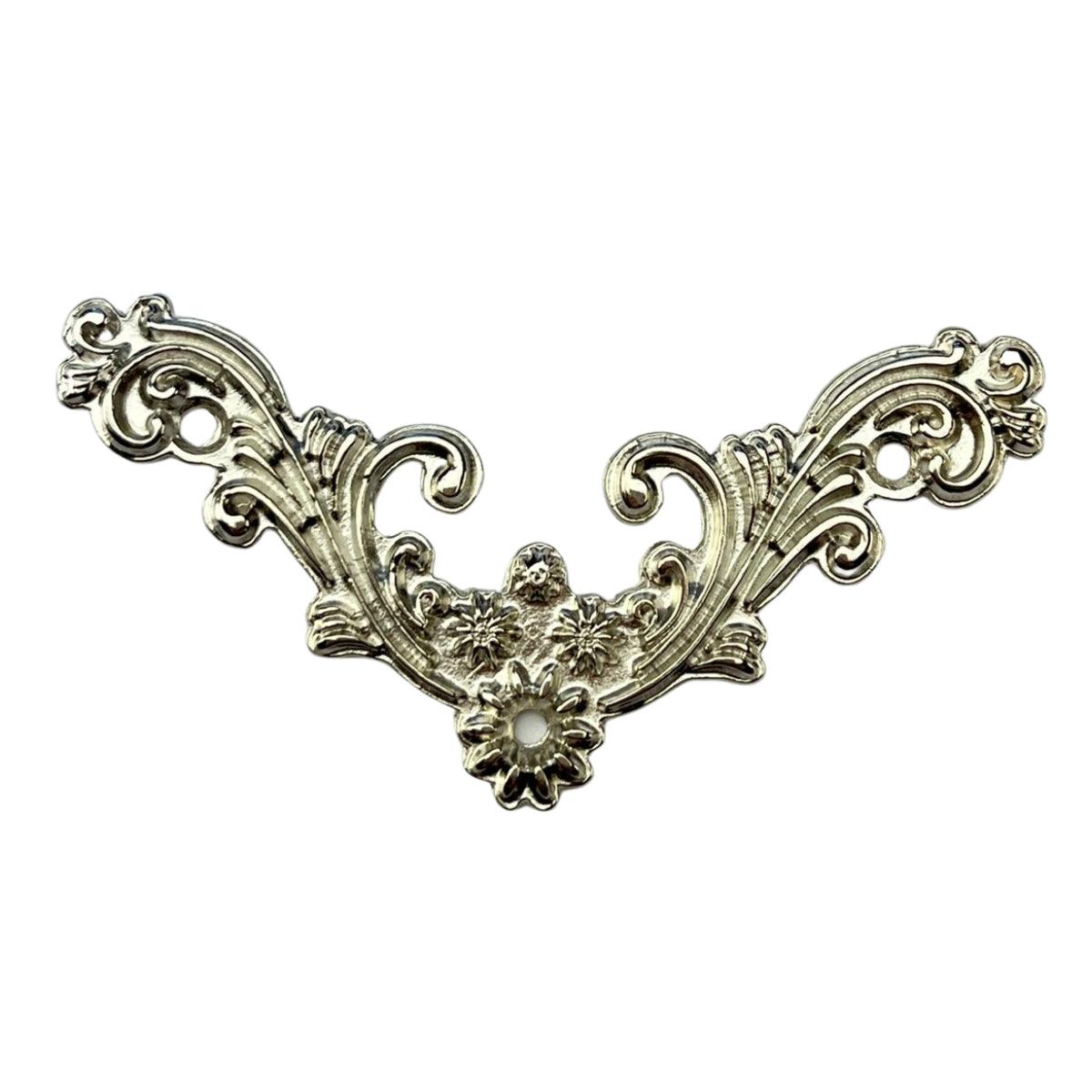 Cantoneira Floral em Metal Niquel 5x5cm Kit com 2 peças - Palácio da Arte
