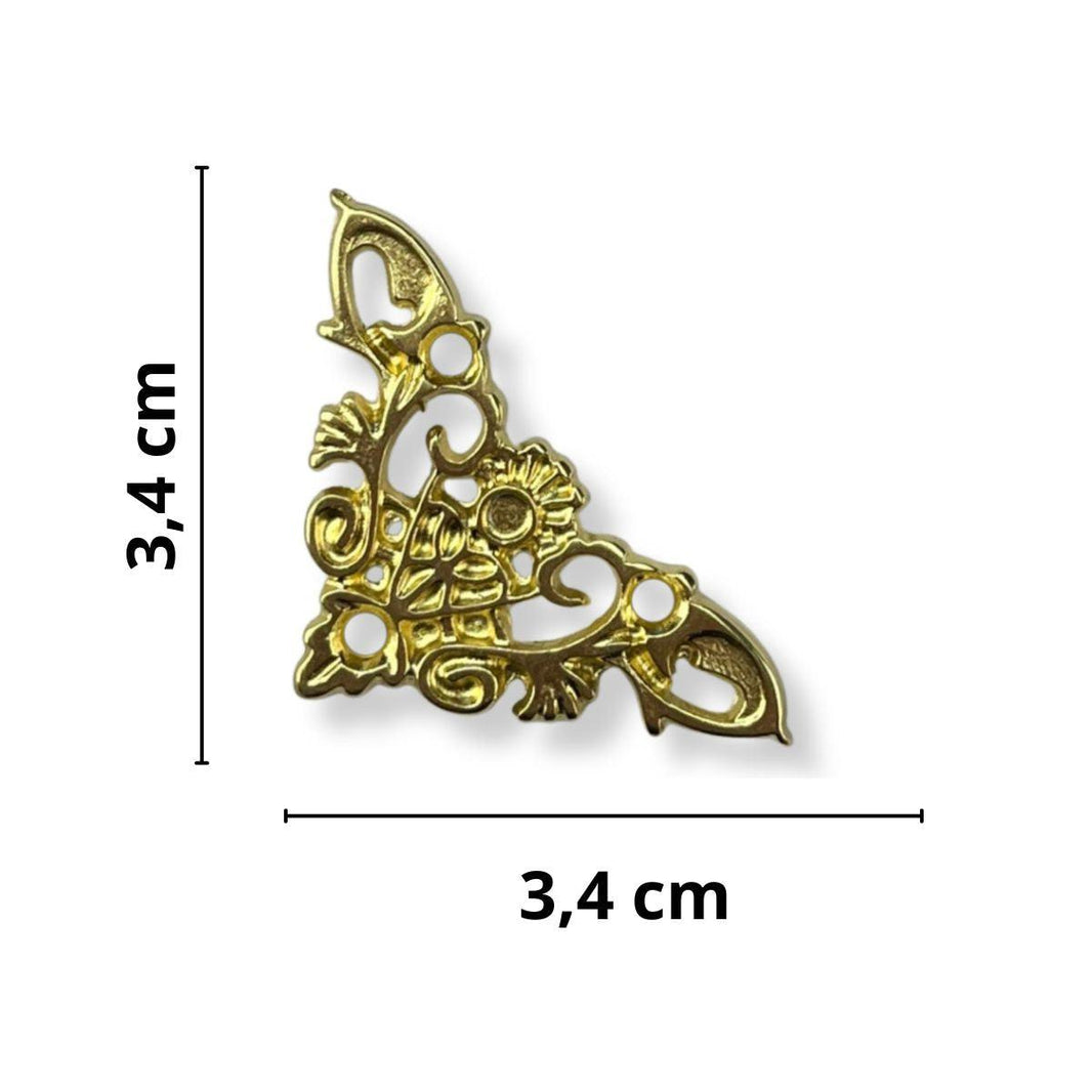 Cantoneira New Floral em Metal Dourado 3,4x3,4cm Kit com 2 peças - Palácio da Arte