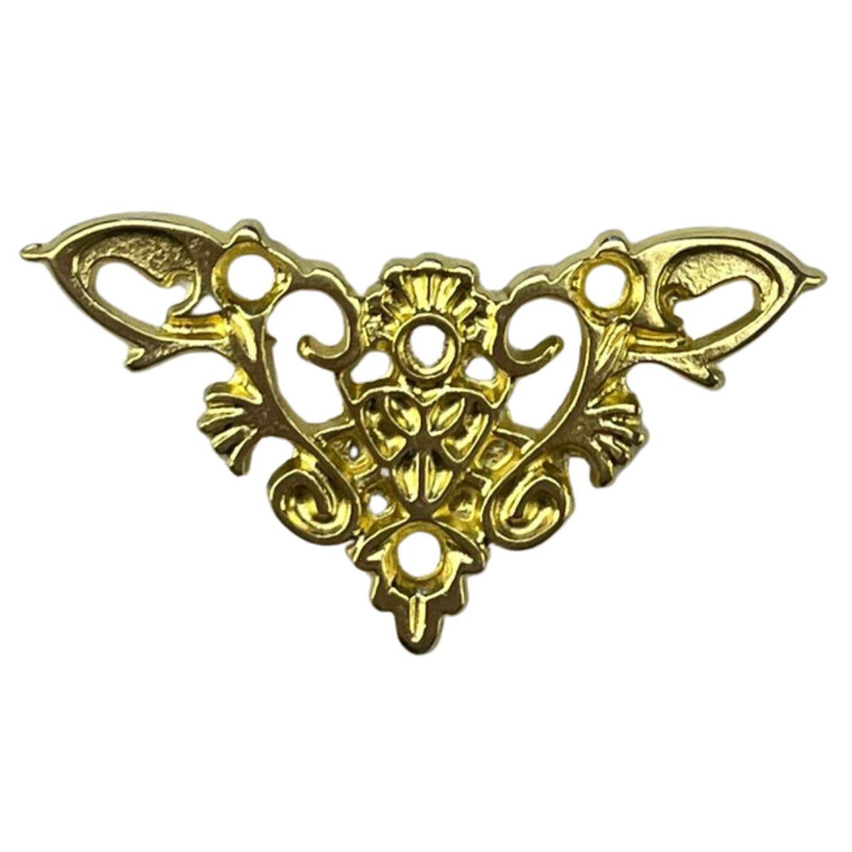 Cantoneira New Floral em Metal Dourado 3,4x3,4cm Kit com 2 peças - Palácio da Arte