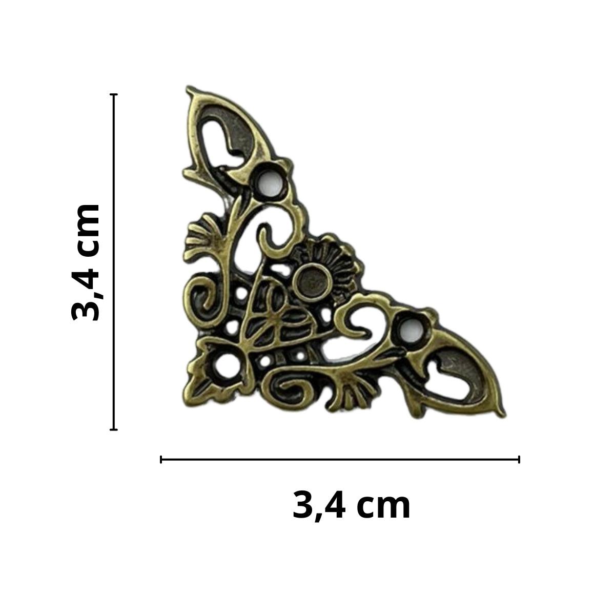 Cantoneira New Floral em Metal Ouro Velho 3,4x3,4cm Kit com 2 peças - Palácio da Arte