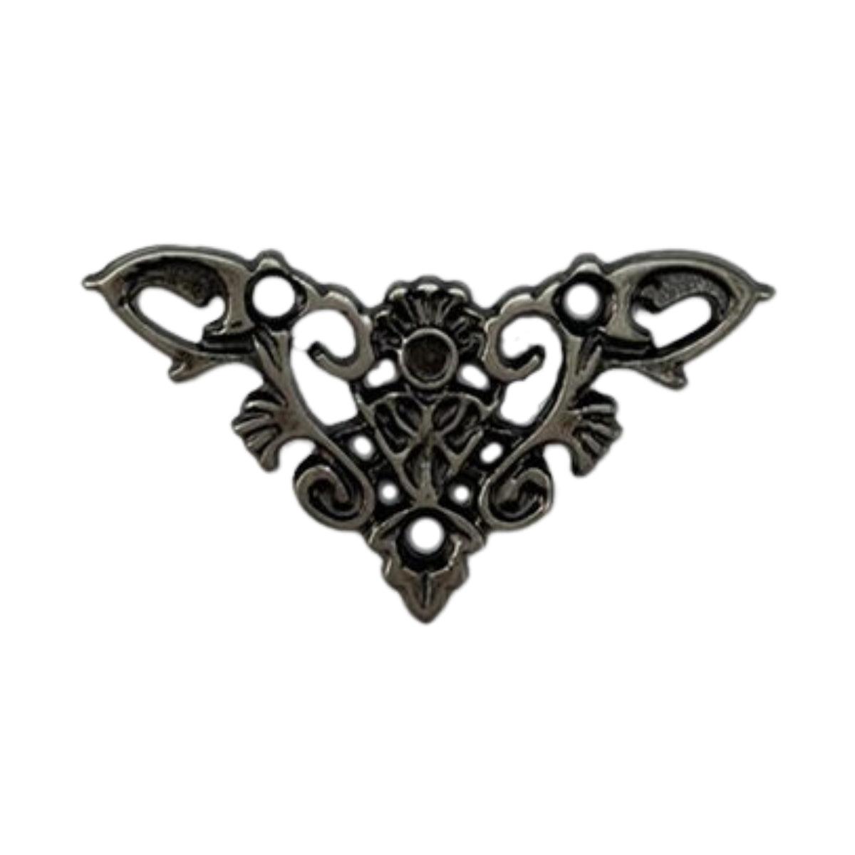 Cantoneira New Floral em Metal Prata Velho 3,4x3,4cm Kit com 2 peças - Palácio da Arte