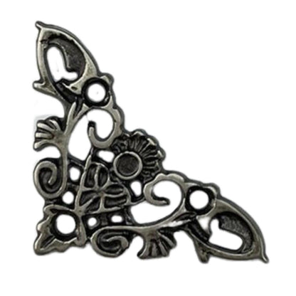 Cantoneira New Floral em Metal Prata Velho 3,4x3,4cm Kit com 2 peças - Palácio da Arte
