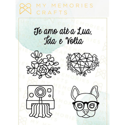 Carimbo de Silicone My Memories Crafts 10x12cm MMCMS-008 My Star Te Amo até a Lua - Palácio da Arte