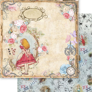 Papel Scrapbook Litoarte SD-1379 Alice País das Maravilhas 30,5x30,5cm