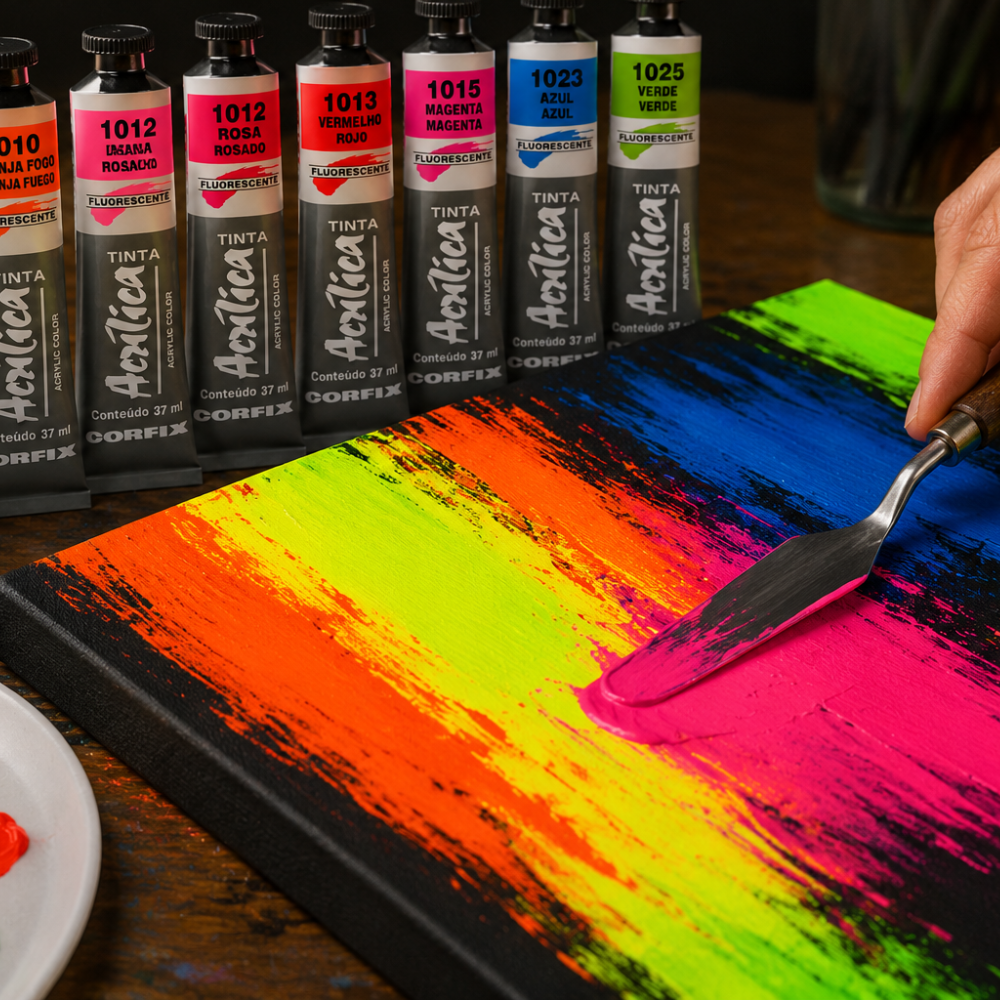 Tinta Acrílica Fluorescente Corfix Bisnaga 20ml