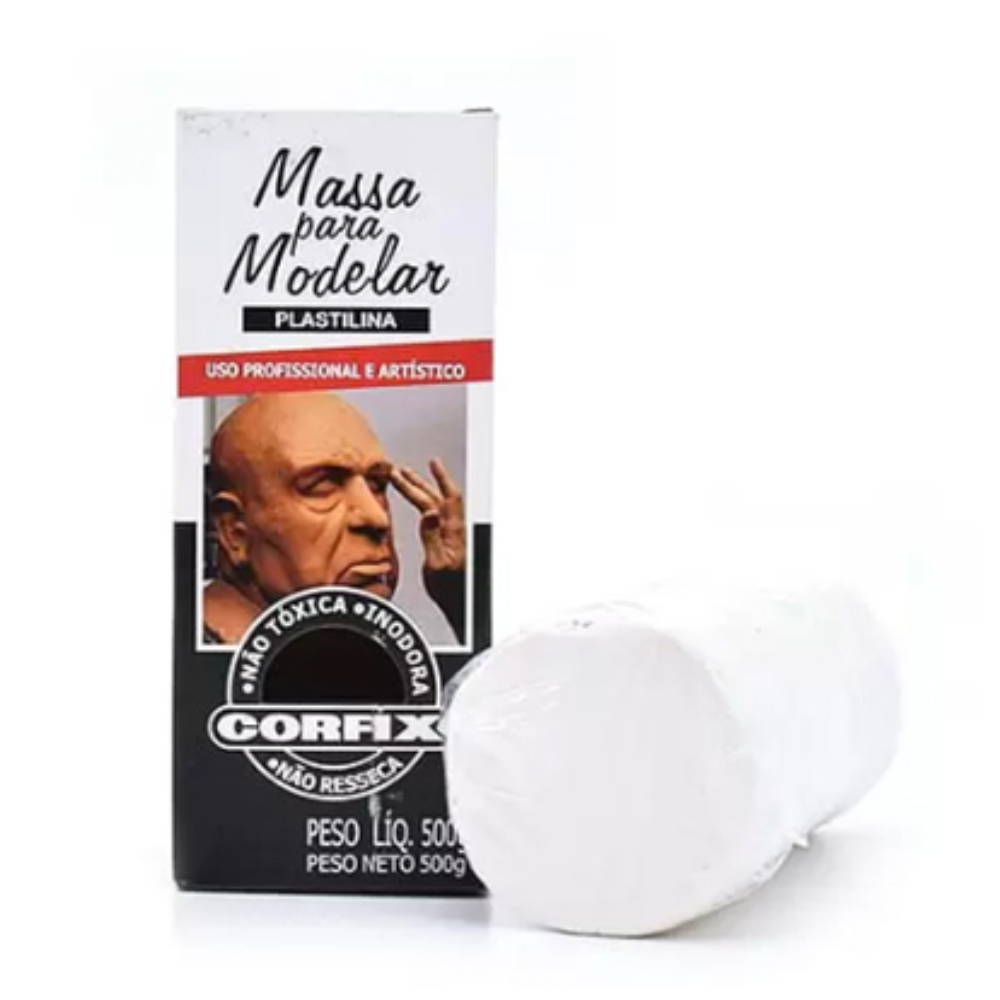 Massa para Modelar Plastilina Corfix 500g - 301 Branco